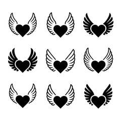  heart, wings, love, design, vector, graphic, illustration, symbol, romantic, blackandwhite, angel, passion, loveicon, wingedheart, emotion, vectorart, graphicdesign, romanticart, loveillustration, he