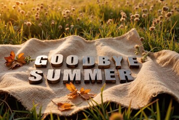 goodbye summer - text on a blanket in the grass