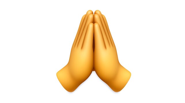 Folded hands emoji prayer isolated on white background 