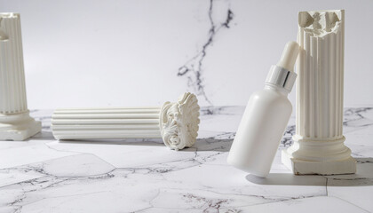 White Bottle On Cracked Marble In Ruins