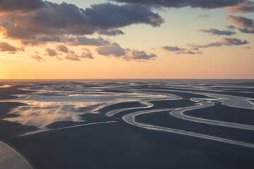 Fototapeta premium coucher de soleil sur la baie du Mont Saint-Michel