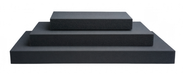 Dark gray foam pads in a stacked configuration