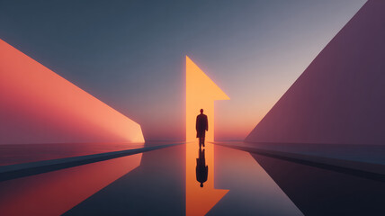 Human Silhouette Inside Glowing Number One - Leadership Success and Achievement Concept