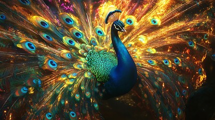 Obraz premium Majestic bird spreads feathers proudly in nature park high resolution picture