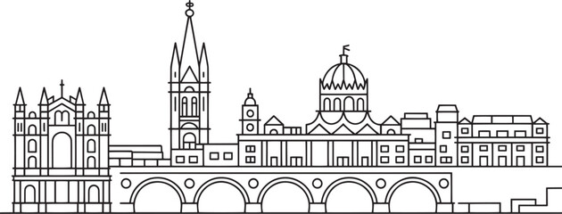 Detailed Florence Skyline Outline Vector Illustration of Iconic Italian Landmarks