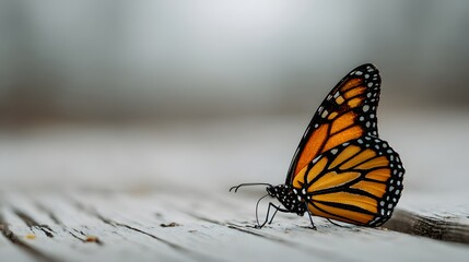 Obraz premium Monarch butterfly resting on a textured surface