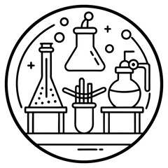 Minimalist Scientific Laboratory Line Art Vector Clean Tech & Science Illustration