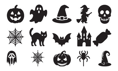 Set of Halloween silhouette icon vector art 