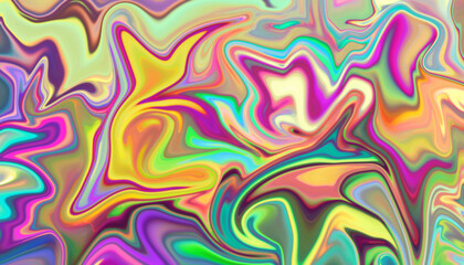 Colorful Neon Pastel Fluid Swirl Abstract Art with Rainbow Tones