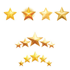 Vector set of golden stars no background