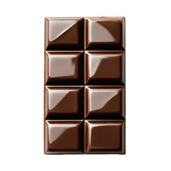 Obraz premium Dark chocolate bar with glossy surface and distinct squares cutout PNG, transparent background, cutout PNG