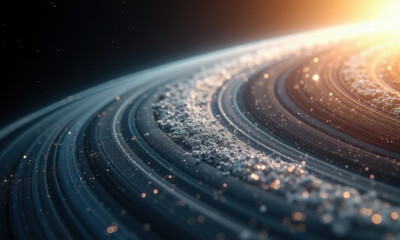 Fototapeta premium Cosmic Rings Gleam with Stardust and Sunlight