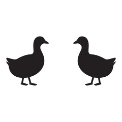 Duck silhouette vector farm and domestic animals Silhouette white Background. 
