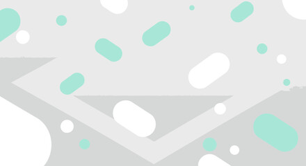 Abstract geometric shapes in light purple and mint green on a light gray background. Simple, modern graphic design.