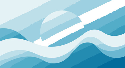 Fototapeta premium Abstract blue and white wavy design with soft gradients. Modern, minimalist graphic design element featuring layered shapes and smooth transitions.
