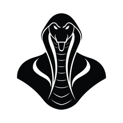 Black Cobra Head Silhouette with White Accents on White Background snake reptile