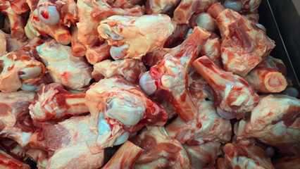 Raw pork ribs chopped for cooking preparation