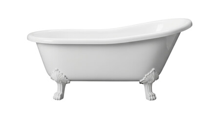 A stylish freestanding bathtub with a sleek and elegant design featuring curved edges and decorative legs