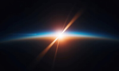 Horizon Glow: Sunrise Over Earth from Space
