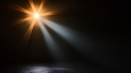 Golden Light Bursting Through Darkness, Creating Beams of Brilliance on a Smooth, Ethereal Floor