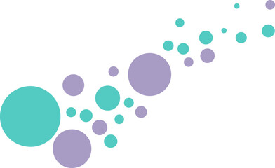 Abstract design with teal and lavender circles on a beige background. Geometric shapes in a diagonal arrangement on a plain surface.