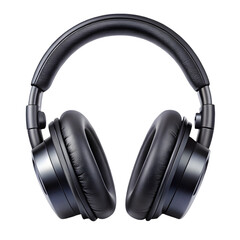 Black on-ear headphones PNG isolated on white background