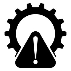 System error icon. Simple solid style. Risk alert, failure, mechanical gear engine, trouble service, caution, technology concept. Glyph vector illustration isolated on white background. EPS 10.