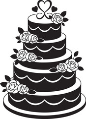 Elaborate Tiered Dessert Silhouette with Floral Accents and Heart Topper for Special Occasions Design