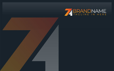 Letter A logo formed number seven symbols with simple shape in orange color