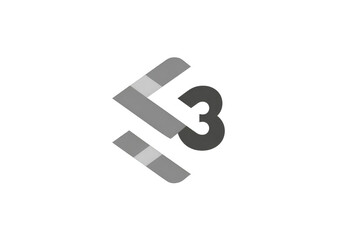 Gray, stylized "L3" logo, diamond shape