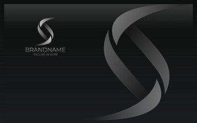 Letter s logo is formed with a simple curved in silver color