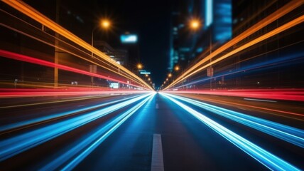 Obraz premium Night Speed A Mesmerizing Dance of Light on City Roads