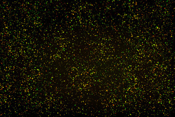 Night sky with many colorful starry dots of snowflakes