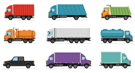 set of trucks vector illustration