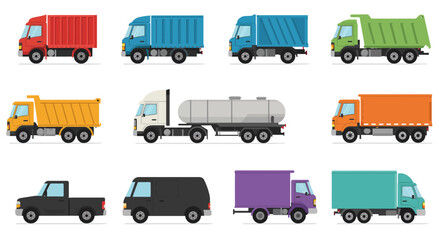 set of trucks vector illustration