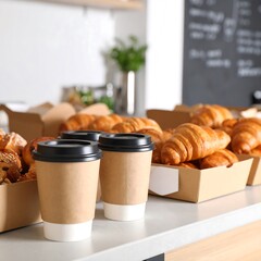 Coffee and pastries on a counter