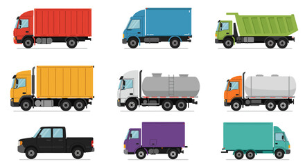 set of trucks vector illustration