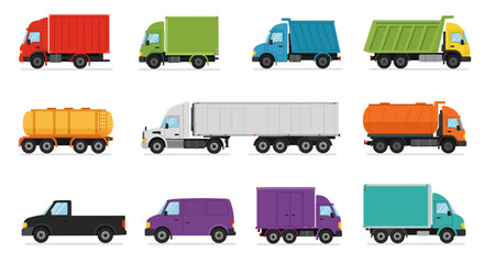 set of trucks vector illustration