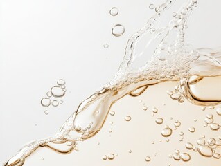 Dynamic Sparkling Liquid with Bubbles and Splash on White Background liquid sparkling bubbles splash