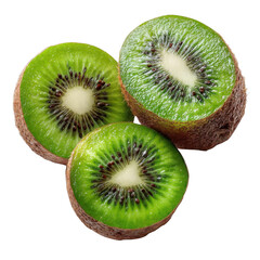Fototapeta premium Kiwi fruit slices isolated on transparent background with clipping path.