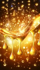 Elegant Fluid Gold Aesthetics Stunning Cosmetic Serum Design with Captivating Liquid Motion Effects