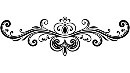 Classic vintage flourish divider in calligraphy style, symmetrical and elegant, white background.
