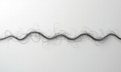Wavy Hair Strand with Scattered Fibers on White Background