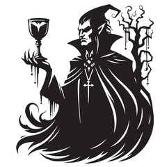 black Vampire couple Silhouette Vector, High Quality Illustration on White Background