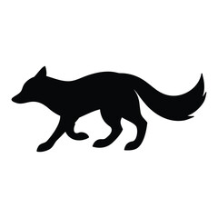 Black silhouette of a fox walking on a white background animal wildlife