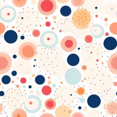 Vibrant Circles Seamless Pattern in Coral, Blue, and Peach Tones