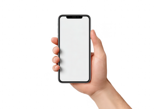 Hand holding a smartphone with blank screen (73)