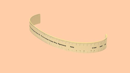 A bent ruler lies playfully on a soft pastel cream background — quirky and creative.