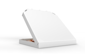 Realistic 3d pizza packaging mockup template. Empty delivery food carton cardboard kraft texture square box container isolated on background. For branding restaurant delivery, fast food lunch and ads