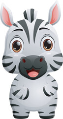 Cute zebra cartoon isolated on white background